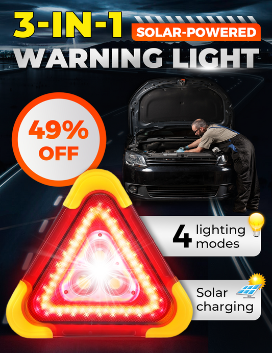 🚗2025 Neuankunft 49% Rabatt⚠️🚨3-IN-1 Solar-Notdreieck-Warnleuchte am Straßenrand