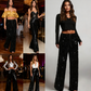 💖Letzter Tag Verkauf 50% Rabatt💃Damen Paillette Sparkle Breite Bein Hose mit elastischem Bund
