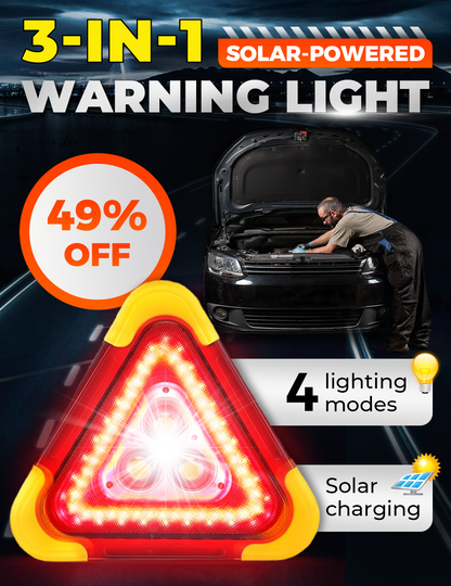 🚗2025 Neuankunft 49% Rabatt⚠️🚨3-IN-1 Solar-Notdreieck-Warnleuchte am Straßenrand