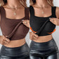 👚 🔥60.000+ VERKAUFT!💐Damen-Thermotops mit Rundhalsausschnitt und integriertem BH