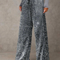💖Letzter Tag Verkauf 50% Rabatt💃Damen Paillette Sparkle Breite Bein Hose mit elastischem Bund