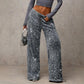 💖Letzter Tag Verkauf 50% Rabatt💃Damen Paillette Sparkle Breite Bein Hose mit elastischem Bund