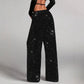 💖Letzter Tag Verkauf 50% Rabatt💃Damen Paillette Sparkle Breite Bein Hose mit elastischem Bund