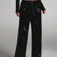 💖Letzter Tag Verkauf 50% Rabatt💃Damen Paillette Sparkle Breite Bein Hose mit elastischem Bund