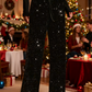 💖Letzter Tag Verkauf 50% Rabatt💃Damen Paillette Sparkle Breite Bein Hose mit elastischem Bund