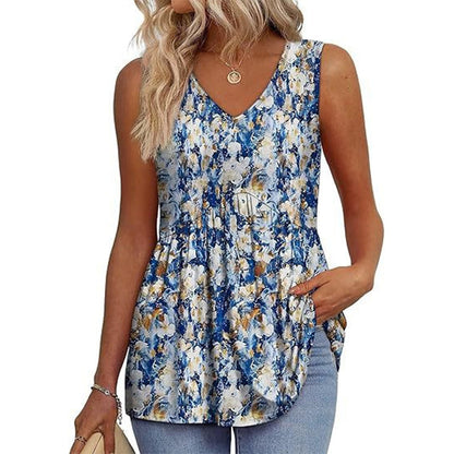 🌞Heißer Verkauf 49% Rabatt👚Damen Print Flowy ärmellose V-Ausschnitt Tank Tops