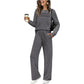 🔥LETZTER TAG 50 % RABATT👍✨Set aus Damen-Oberteil mit Rundhalsausschnitt und Hose mit Kordelzug