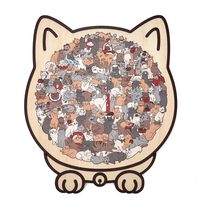 🎁Weihnachtsverkauf 60% RABATT🎅135-teiliges Katzenförmiges Holzpuzzle in Morandi-Farben